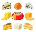 Cheese types and slices