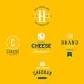 Cheese vector dairy products logos set. Royalty Free Stock Photo