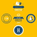 Cheese vector dairy products logos set.