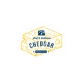 Cheese vector hand drawn dairy products logo. Detailed retro style illustration. Royalty Free Stock Photo