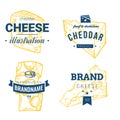 Cheese vector hand drawn dairy products logo. Detailed retro style illustration. Royalty Free Stock Photo