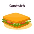 Cheese and vegetable sandwich. Fast snack with tomato and salad.