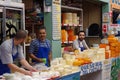 Cheese vendors in Mexican market
