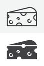 Cheese wedge line and solid icon set pack outline different style Royalty Free Stock Photo