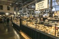 Cheese, wine, pasta outlets at the Bacalan market in Bordeaux