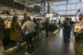 Cheese, wine, pasta outlets at the Bacalan market in Bordeaux