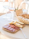 Cheese and wine tasting in Alentejo region, Portugal Royalty Free Stock Photo