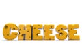 Cheese word written in Swiss yellow cheese letters