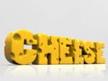 Cheese word made of Swiss yellow cheese letters