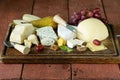 Cheeseboard with assorted cheeses Royalty Free Stock Photo