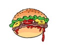cheeseburger burger fast food street food, delicious menu, bun cheese meat patty