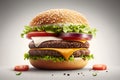 Cheeseburger with cheese, bacon, tomato and lettuce. Perfect hamburger Royalty Free Stock Photo