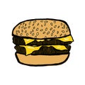 Cheeseburger double icon food fast bread