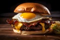 Cheeseburger with egg and bacon, Generative AI Royalty Free Stock Photo
