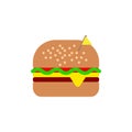 Cheeseburger flat icon, vector sign, colorful pictogram isolated on white.