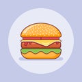 Cheeseburger flat line icon. Vector illustration.