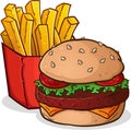 Cheeseburger French Fries Cartoon