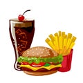 Cheeseburger, french fries and cola Royalty Free Stock Photo