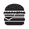 Cheeseburger icon, black silhouette. Vector illustration