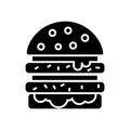 Cheeseburger icon, vector illustration, black sign on isolated background