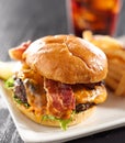 Cheeseburger meal with drink Royalty Free Stock Photo