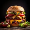 Cheesy Tower Burger: A Mouthwatering Delight With English Bitter Royalty Free Stock Photo