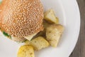 Cheeseburger and potato vedges Royalty Free Stock Photo
