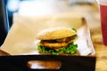 Cheeseburger on sesame buns Royalty Free Stock Photo