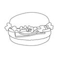 Cheeseburger, single icon in outline style.Cheeseburger, vector symbol stock illustration web.