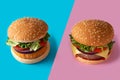 Cheeseburger vs chickpea burger Royalty Free Stock Photo