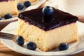 Cheesecak with blueberries and a cap of coffee Royalty Free Stock Photo