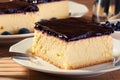 Cheesecak with blueberries and a cap of coffee Royalty Free Stock Photo