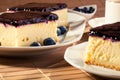 Cheesecake with blueberries and a cap of coffee Royalty Free Stock Photo