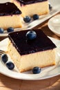 Cheesecake with blueberries and a cap of coffee Royalty Free Stock Photo
