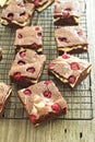 Cheesecake brownies with raspberry