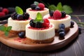 Cheesecake cake with raspberries and blackberries