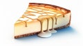 Cheesecake with caramel sauce. Realistic icon of New york cheesecake slice. Generative AI
