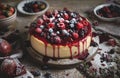 Cheesecake covered with mixed berries Royalty Free Stock Photo