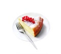 Cheesecake decorated with red currant isolated