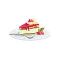 Cheesecake European Cuisine Food Menu Item Detailed Illustration