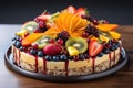 cheesecake with fruit Close up Creamy mascarpone cheese cake Royalty Free Stock Photo