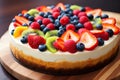 cheesecake with fruit Close up Creamy mascarpone cheese cake Royalty Free Stock Photo