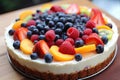 cheesecake with fruit Close up Creamy mascarpone cheese cake Royalty Free Stock Photo