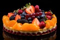 cheesecake with fruit Close up Creamy mascarpone cheese cake Royalty Free Stock Photo