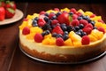 cheesecake with fruit Close up Creamy mascarpone cheese cake Royalty Free Stock Photo