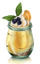 Cheesecake Mousse With Fresh Blueberries, Whipped Cream, Orange And Mint