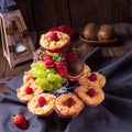 Cheesecake Muffins with raspberry Royalty Free Stock Photo