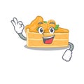 Cheesecake orange cartoon character design style making an Okay gesture