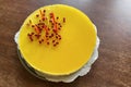 cheesecake pie lemon plate table candles yellow Royalty Free Stock Photo