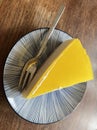 cheesecake pie lemon plate table candles yellow Royalty Free Stock Photo